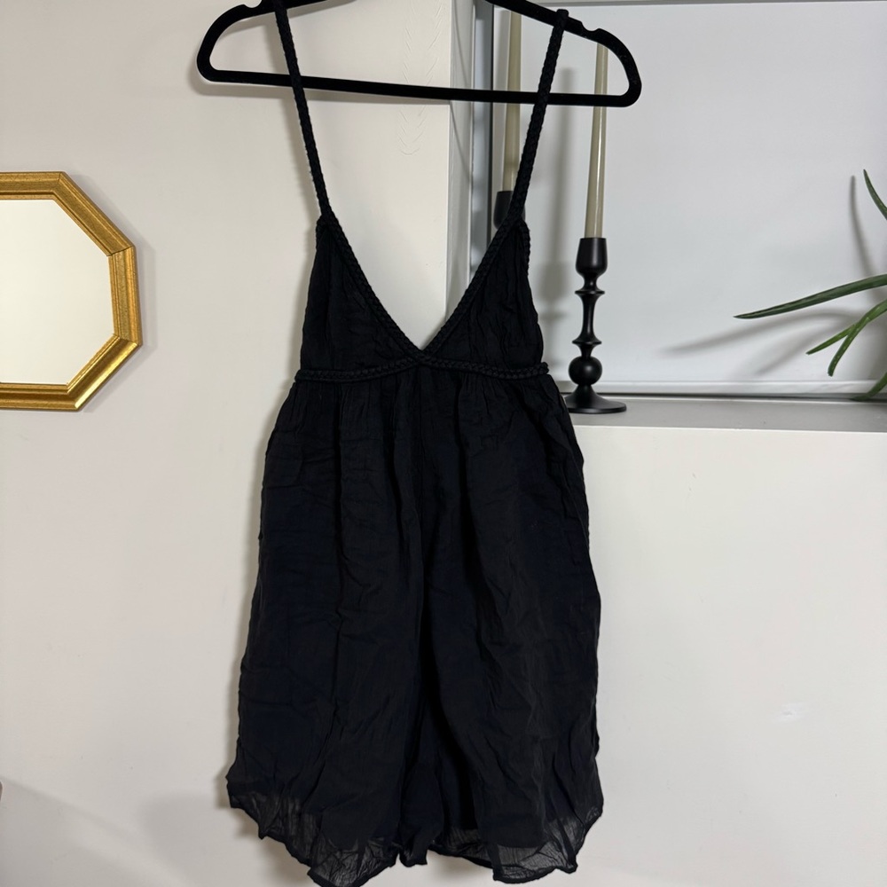 Zara Rope Tie Up Black Romper Dress